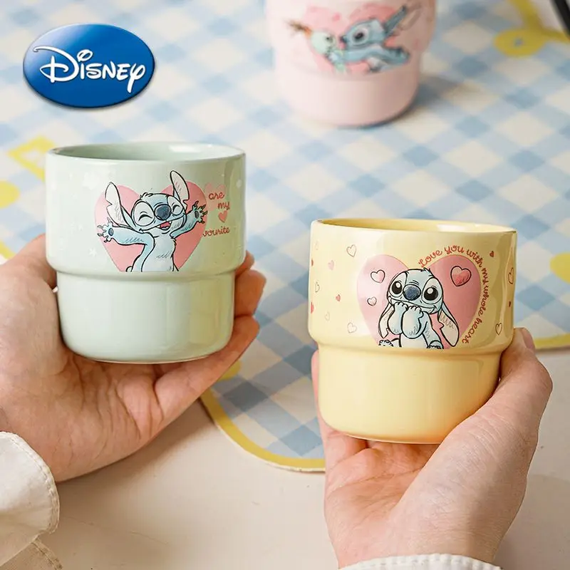 

Disney Love Stitch Point Cup High Temperature Baked Flower Tableware Cute Ceramic Cup Breakfast Cup Milk Coffee Mug