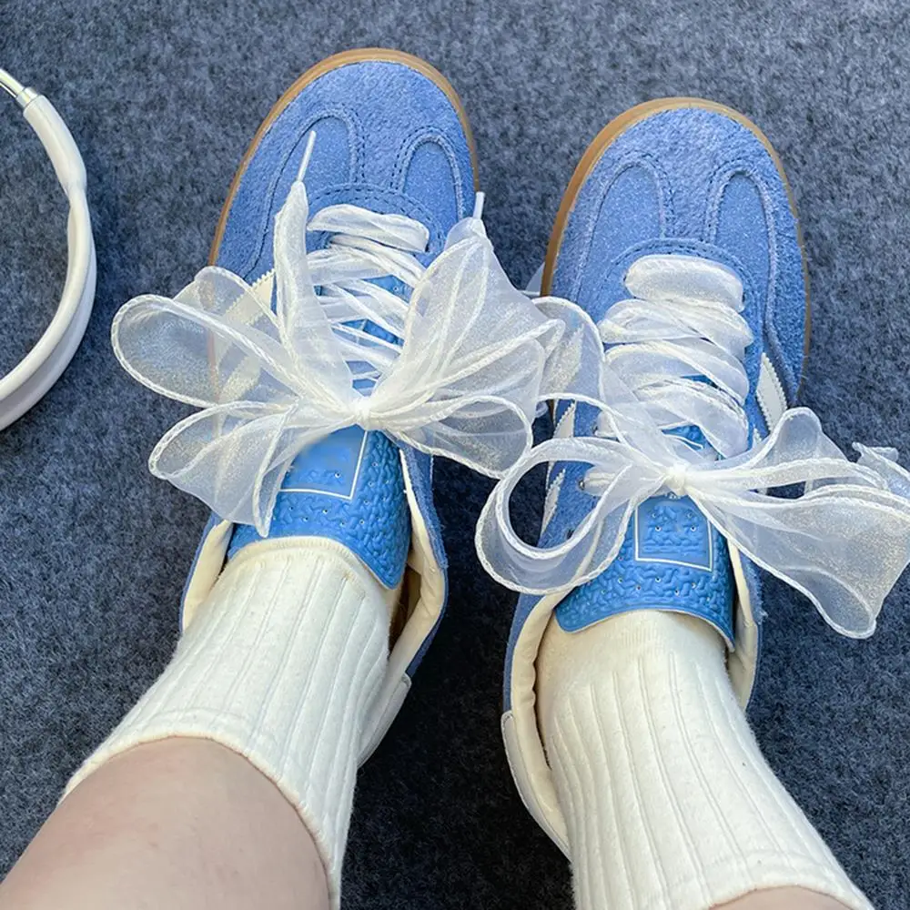 1 Pair 120CM Flat Silk Laces For Sneakers 4cm Widened Chiffon Yarn Shoelaces Canvas Casual Leather Shoes DE Trainining Shoes image 4