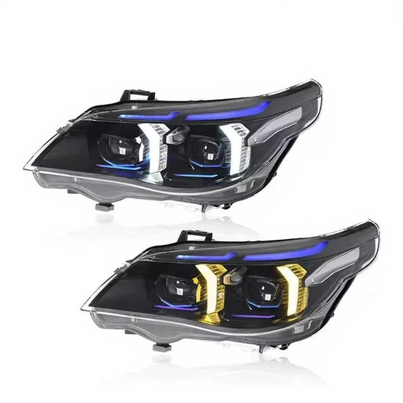 LED Headlight DRL Projector Headlamp Assembly E60 2003-2010 Sequential Turn Signal Upgrade Plug and Play