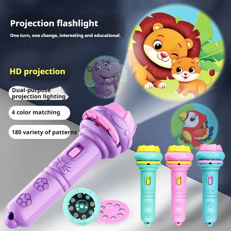 Cartoon Projection Flashlight Patterns Creative Children Flashlight Toy Baby Early Education Puzzle Development Enlightenment