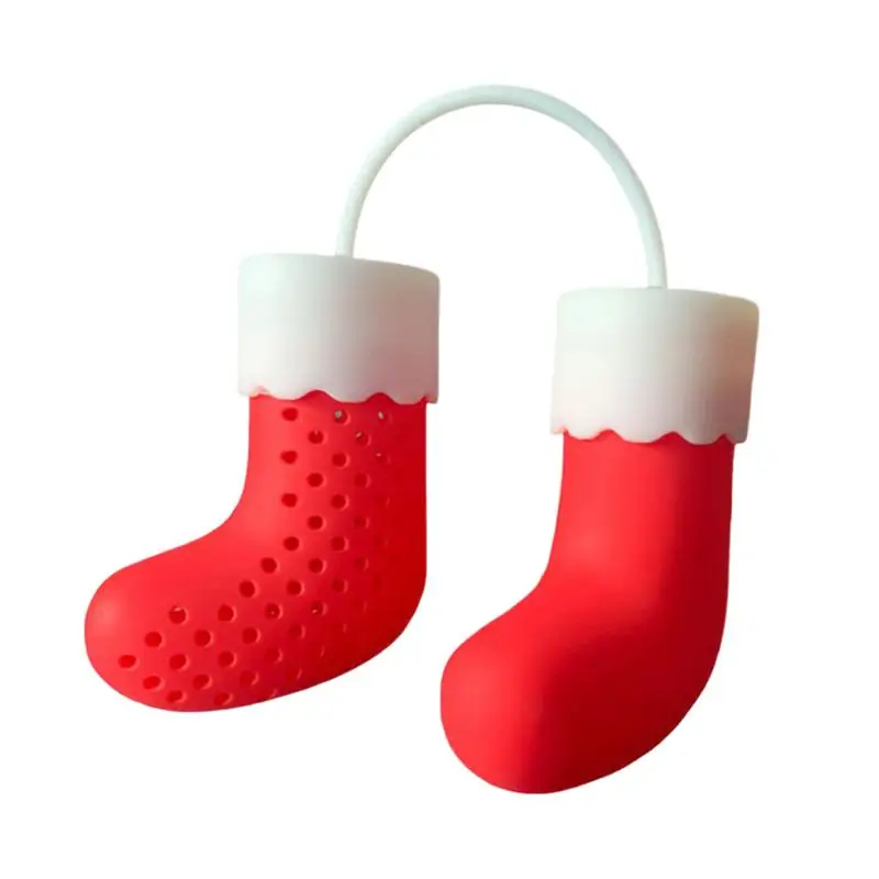 Cute Silicone Tea Infuser Reusable Fine Mesh Tea Infuser Lovely Christmas Stocking Design Tea Infuser Silicone Loose Tea Filter