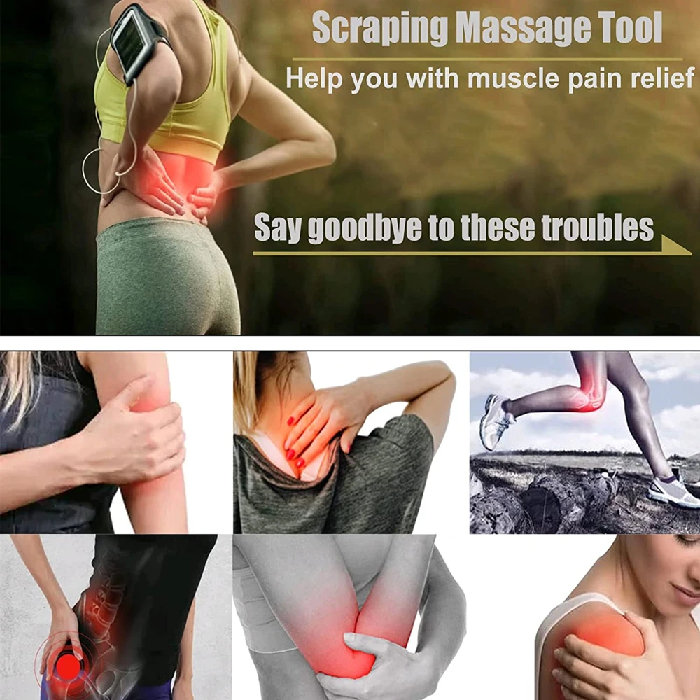 Gua Sha Massage Tool Stainless Steel Soft Tissue Scraping Massager Back Legs Arms Neck Shoulder Physical Therapy Massage Relax