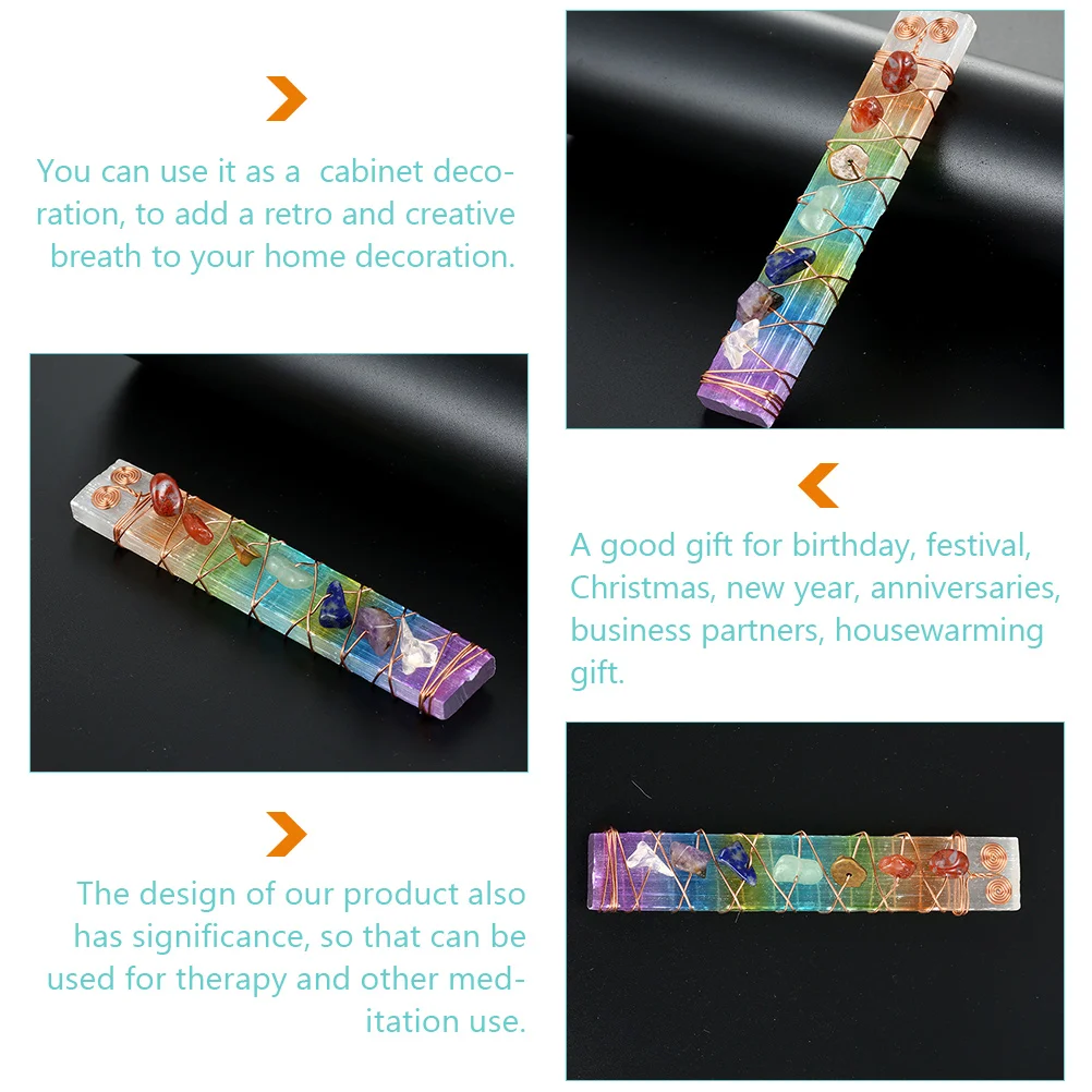 

Gypsum Stone Chakra Crystal Stick Decor Irregular Mineral Adornment Home Office Healing Gift Set Colorful Energy Stones