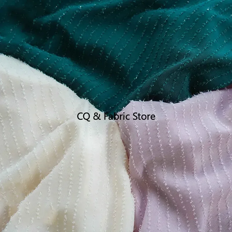 

Мягкая полосатая текстура жаккардовая шифоновая ткань для одежды весенне-осеннего платья дизайнерская ткань 1 метр