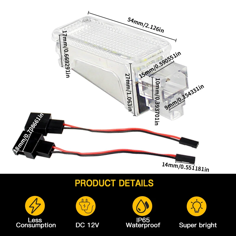 2 قطعة LED سيارة إضاءة صندوق السيارة السيارات التمهيد مصباح داخلي لشركة فولكس فاجن جولف 4/5/6 تيجوان باسات/جيتا 987 بوكستر كايمان 997 911 كاريرا كايين