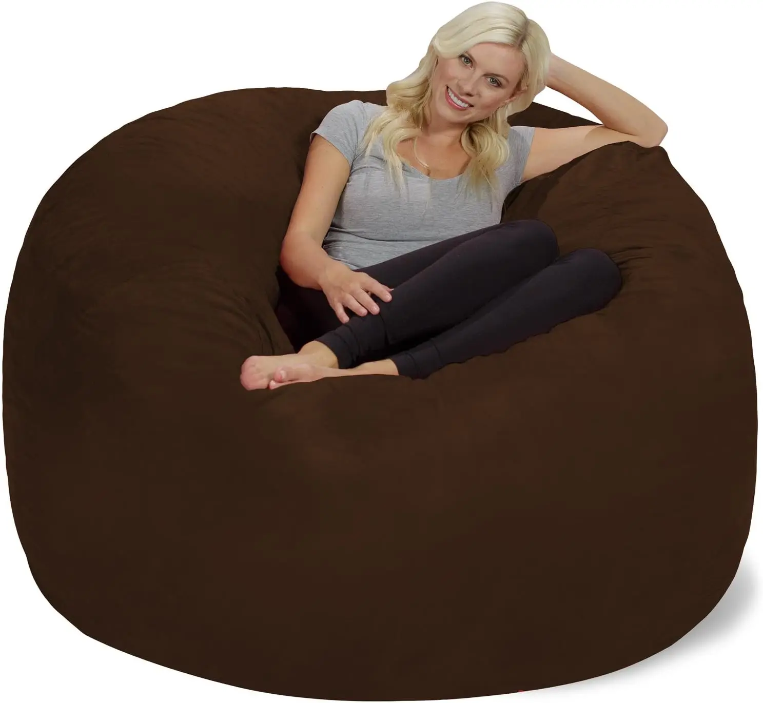 Giant 6' Memory Foam Furniture Bean Bag - Big Sofa with Soft Micro Fiber Cover, Chocolate