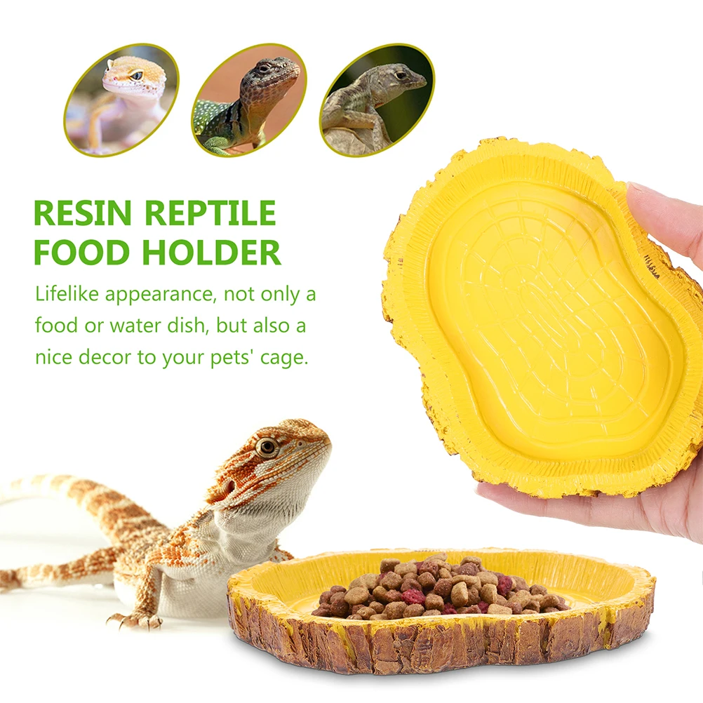 

2Pcs Reptile Food Bowl Gecko Drinking Turtle Lizard Habitat Tree Pattern Snake Water Dish Pet Bowls Supplies Feeding Container