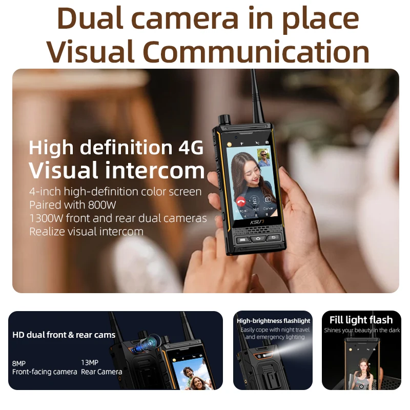 KSUN AL100 IP68 Waterproof Dustproof Walkie Talkie Rugged Phone Digital Analog 4G Network Tri Mode Two Way Radio