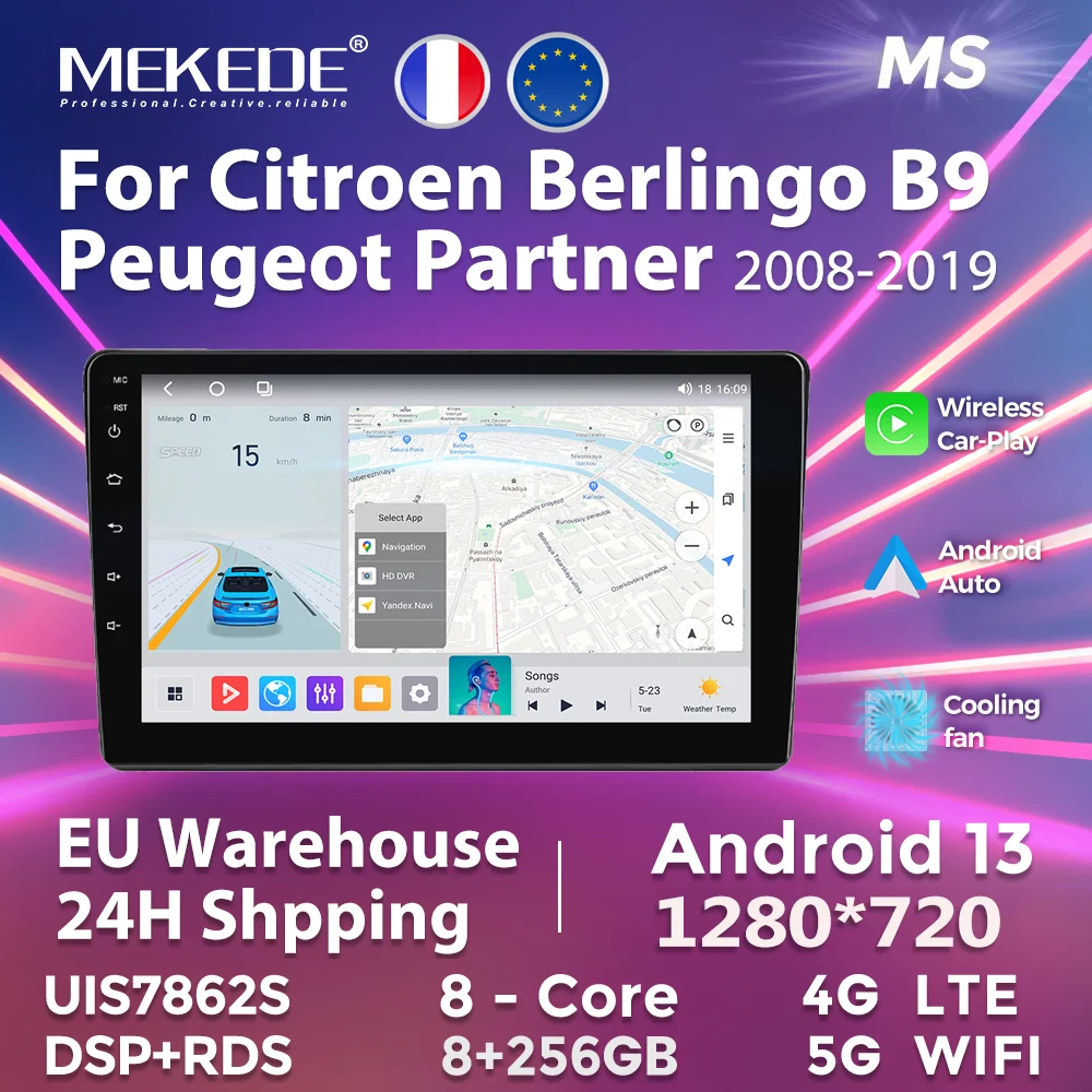 MEKEDE Android UIS7862S 8 Core DSP RDS Multimedia Radio for Citroen Berlingo B9 Peugeot Partner 2008-2019 Wireless Car-play Auto