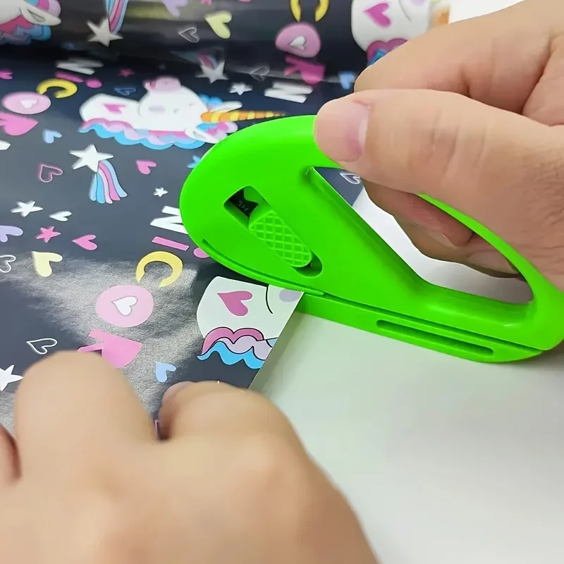 Wrapping Paper Cutter, Gift Wrap Cutter, Creative Kraft Craft Paper Roll Sliding Line Cut Trimmer