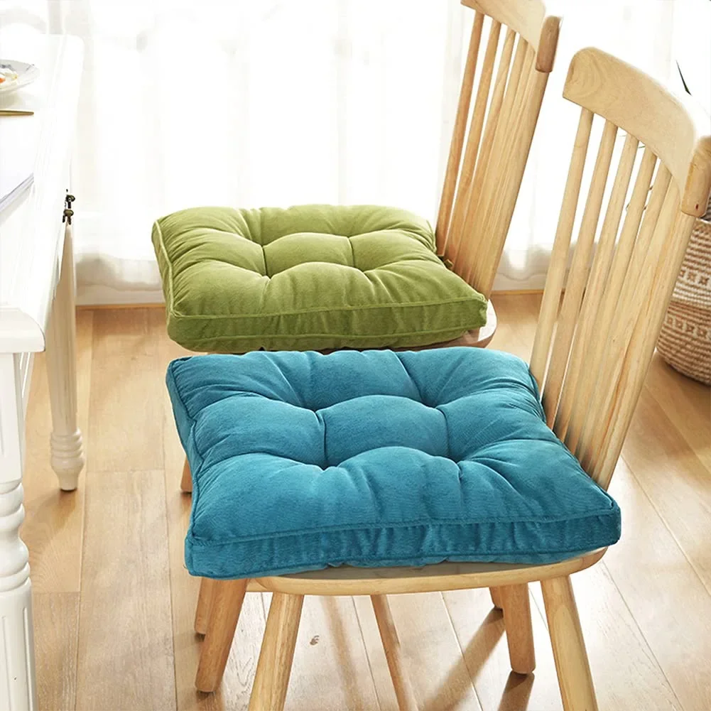 1PC Thickened Solid Color Square Chair Cushion Corduroy Cushion Tatami Cushion Office Fart Cushion Outdoor Chair Cushion