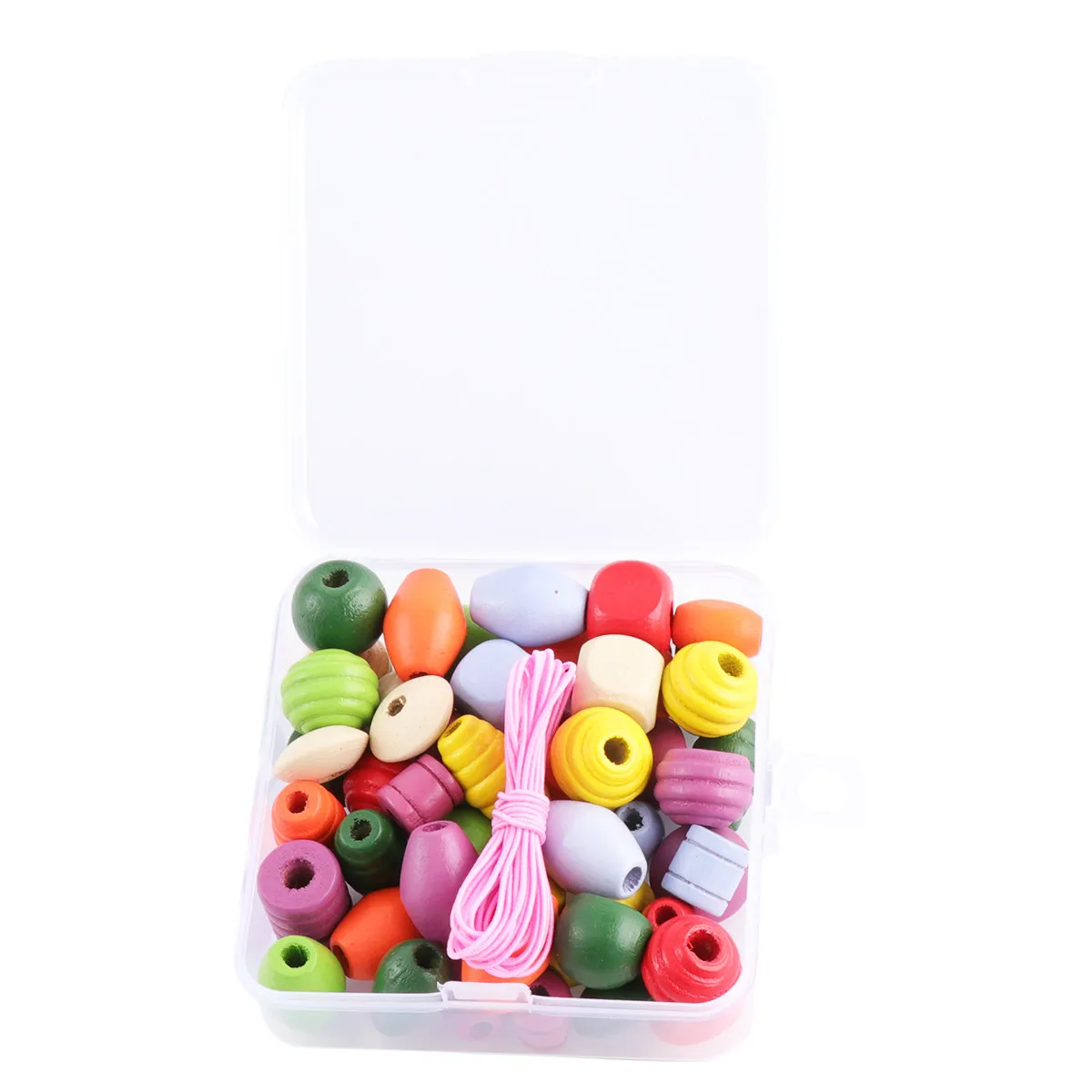 1Pack Wooden Beads String DIY Colorful Assorted Beads for Amblyopia Training Intellectual Development Education