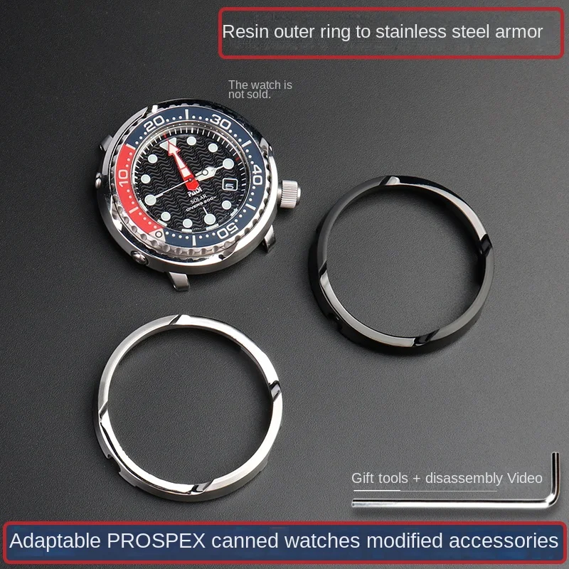 For Seiko PROSPEX Series SNE537J1 SNE543P1 SNE535J1 SNE498J1 Canned Watch Resin Outer Ring Modification Stainless Steel Armor