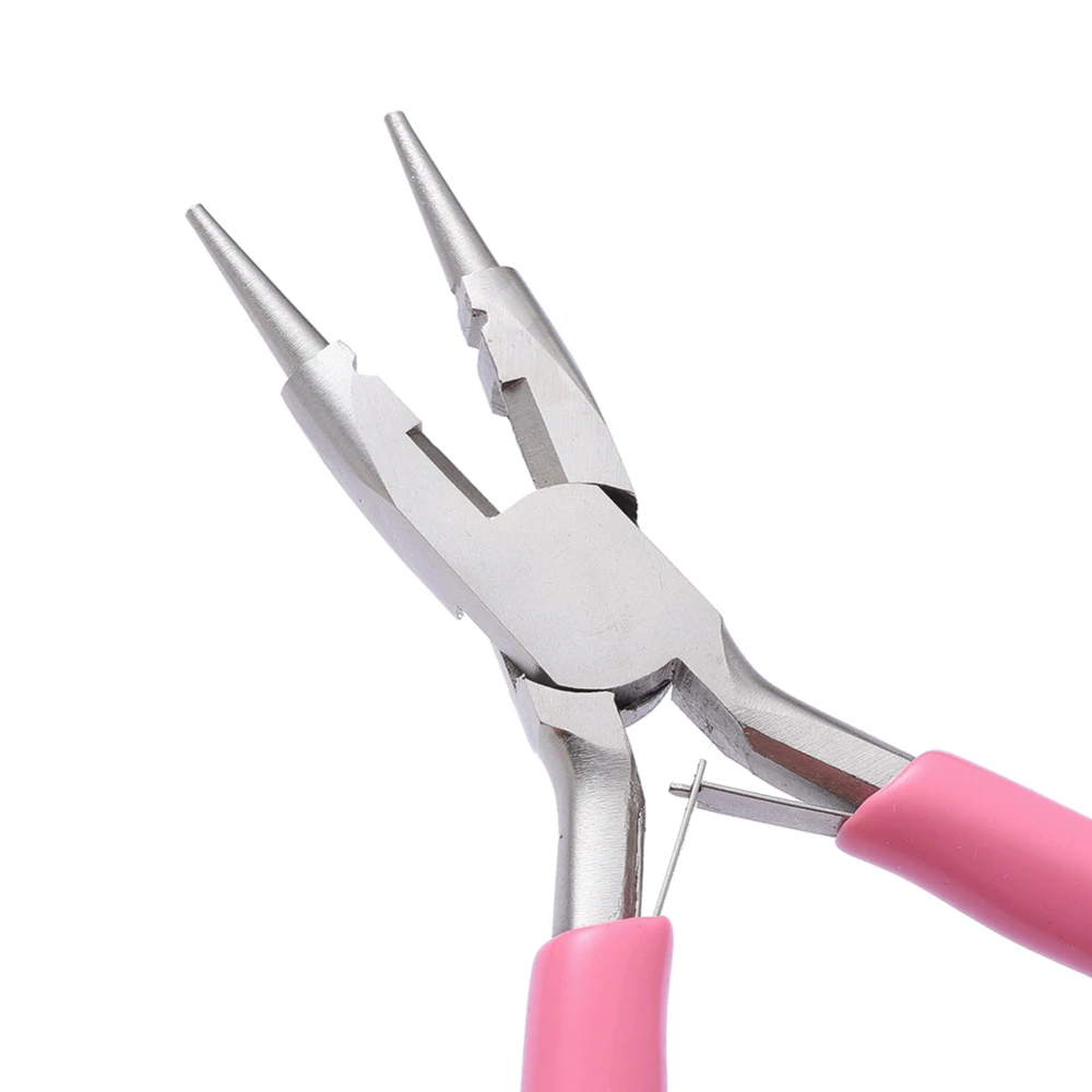 4.72 Inches-Pink Round Nose Pliers for DIY Jewelry Making Wire Cutter Carbon Steel Jewelry Pliers Precision Tool for Jewelry