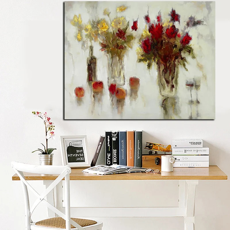 

Home Decoration Flowers In Vase Orchid Poster Oil Art Painting Prints On Canvas Picture Wall Art Living Room Decor Cuadros