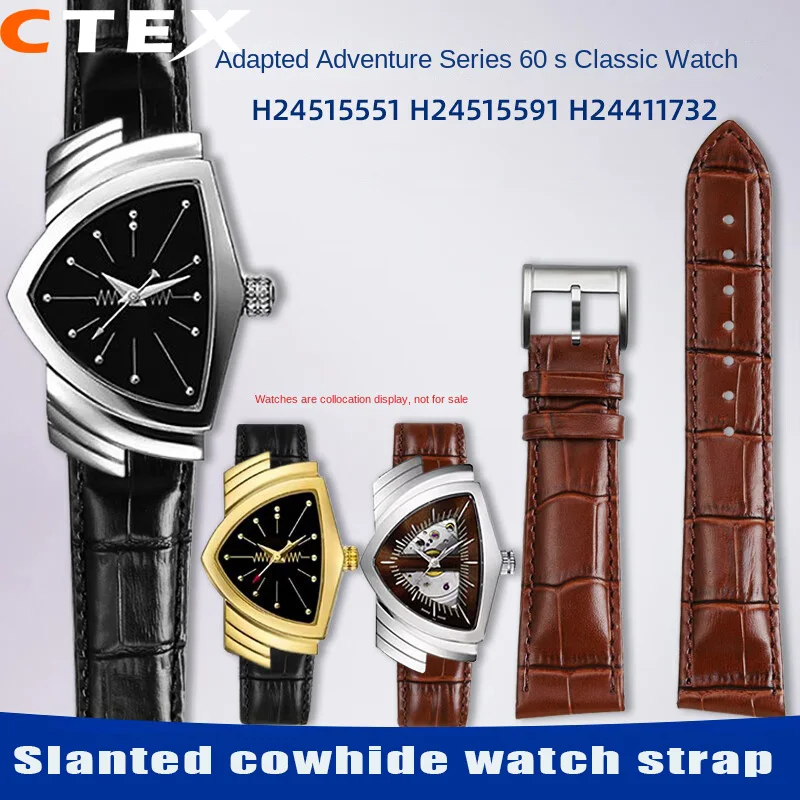 Head Layer Cowhide Watch Strap For Hamilton Ventura Series H24515551 H24515591 H24401731 Lea/ther Watchband 21mm Black Brown