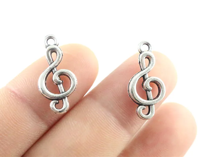 23x11mm 20pcs/lot Antique Silver Plated Music Handmade Charms Pendant:DIY for bracelet necklace image 2