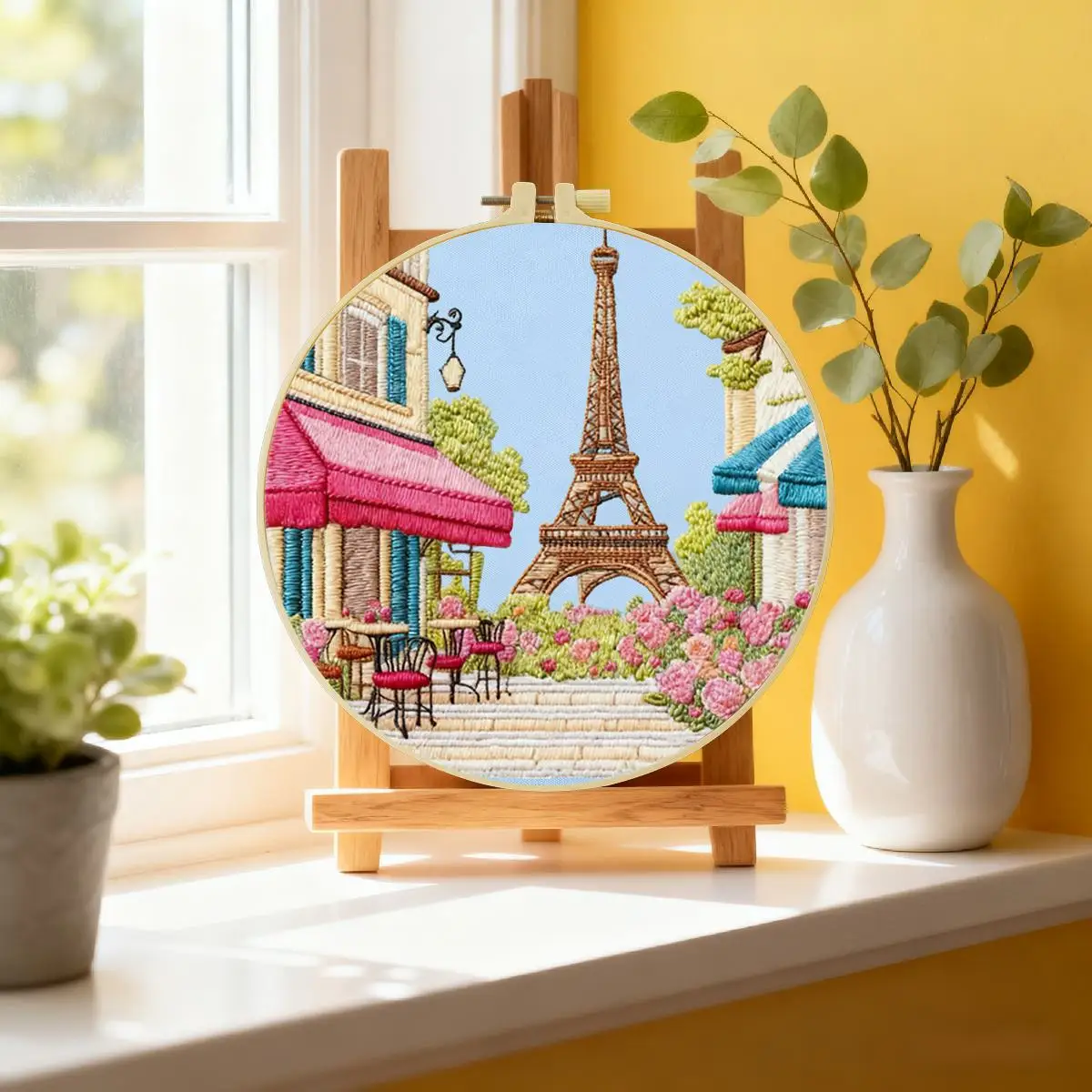 1 Stück 20X20CM/15X15CM 7,87/6,3 Zoll Architektur-Stickerei-Starter-Kit DIY-Kit DIY-Stickerei-Set Handarbeiten Nähkunst – Detail 5