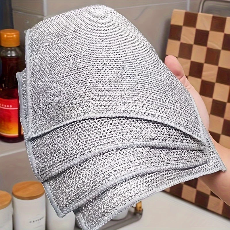 

Набор из 33 посуды из стальной проволоки для уборки ванной комнаты и ресторана — многоразовые и моющиеся бытовые чистящие салфетки