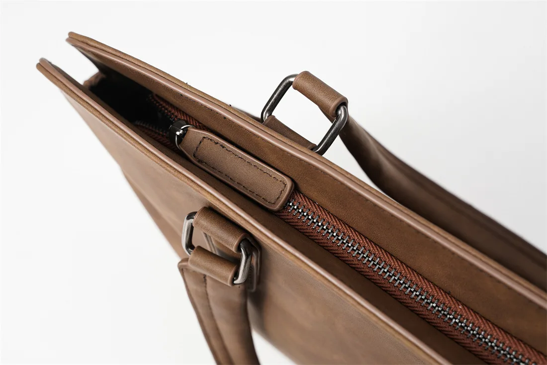 Vintage-Aktentaschen für Herren, Business-Pendlertasche, Laptoptasche für Herren, modische Handtasche mit Tragegriff und Schultergurt, Umhängetaschen – Detail 13