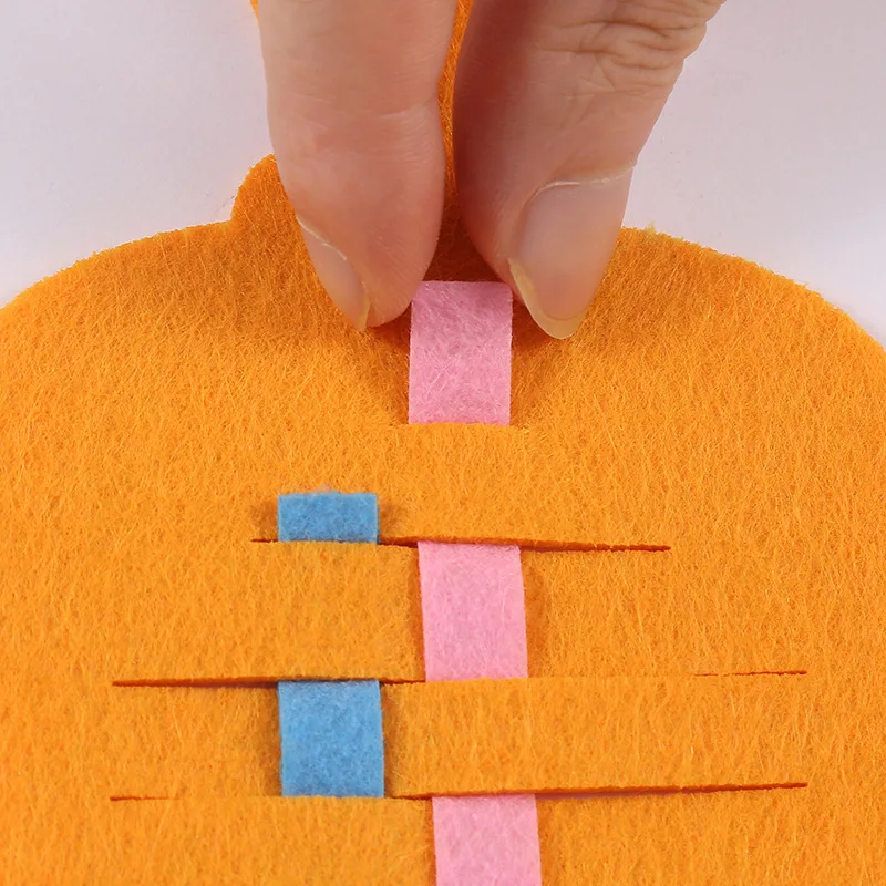 子供の手作り織りおもちゃ漫画鶏の花フルーツ魚海洋動物不織布織り材料アートクラフトセット子供用