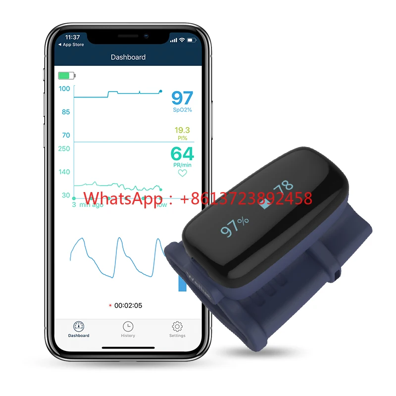 A pulse meter on the tip of your finger Bluetooth 4.0  rechargeable