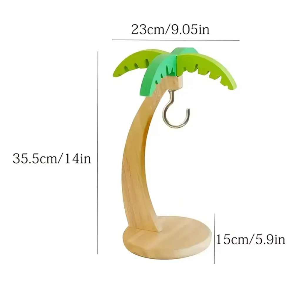 Wooden Banana Rack Hanging Kitchen Rack Simulated Leaf Decorative Fruit Vertical Storage Rack with Hook Kitchen Decoration