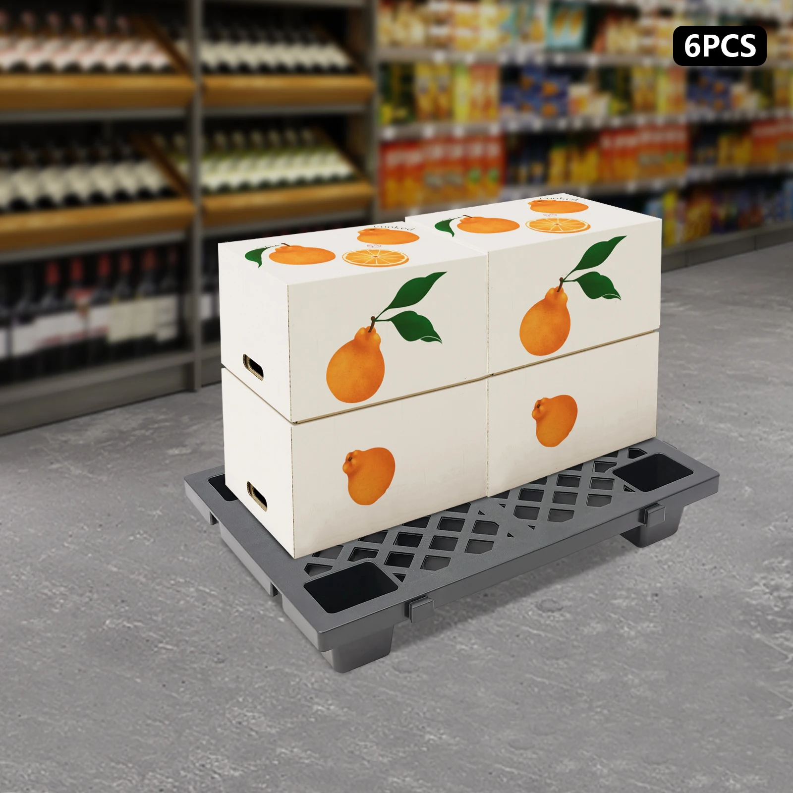 

6PCS Warehouse Damp-Proof Board Stackable 4-Grid Rectangular Pallet 100KG Load 60*40*10cm