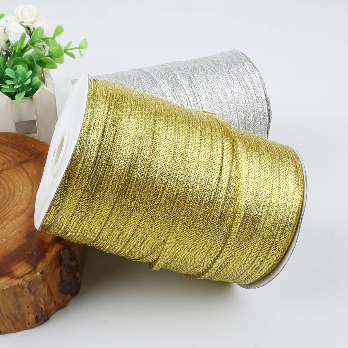 20 Yards 4mm Sewing Glitter Fabric Ribbon Crafts Golden Packaging Ribbons Wedding Home Decor Supplies Gift Wrapping Packing Tape