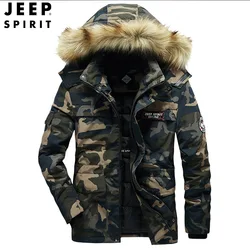 JEEP SPIRIT winter detachable collar loose men coat pocket camouflage thickened fashionable comfortable windproof cotton clothes