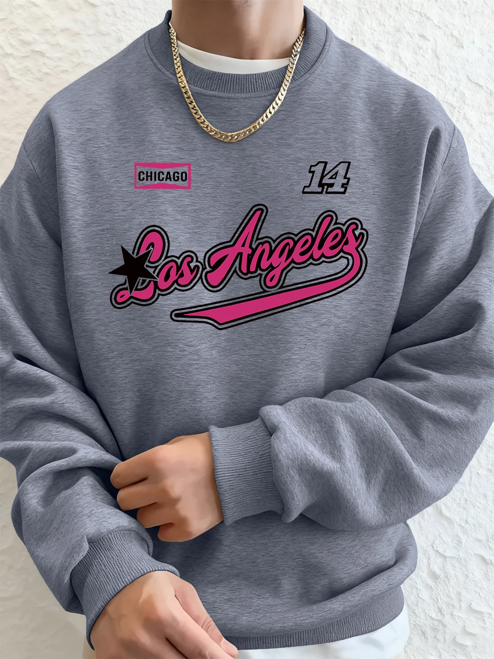 14 شيكاغو لوس أنجلوس يطبع الرجال هوديس الخريف الصوف الدافئة البلوز عادية فضفاض Crewneck ملابس رياضية ملابس رياضية الذكور #1