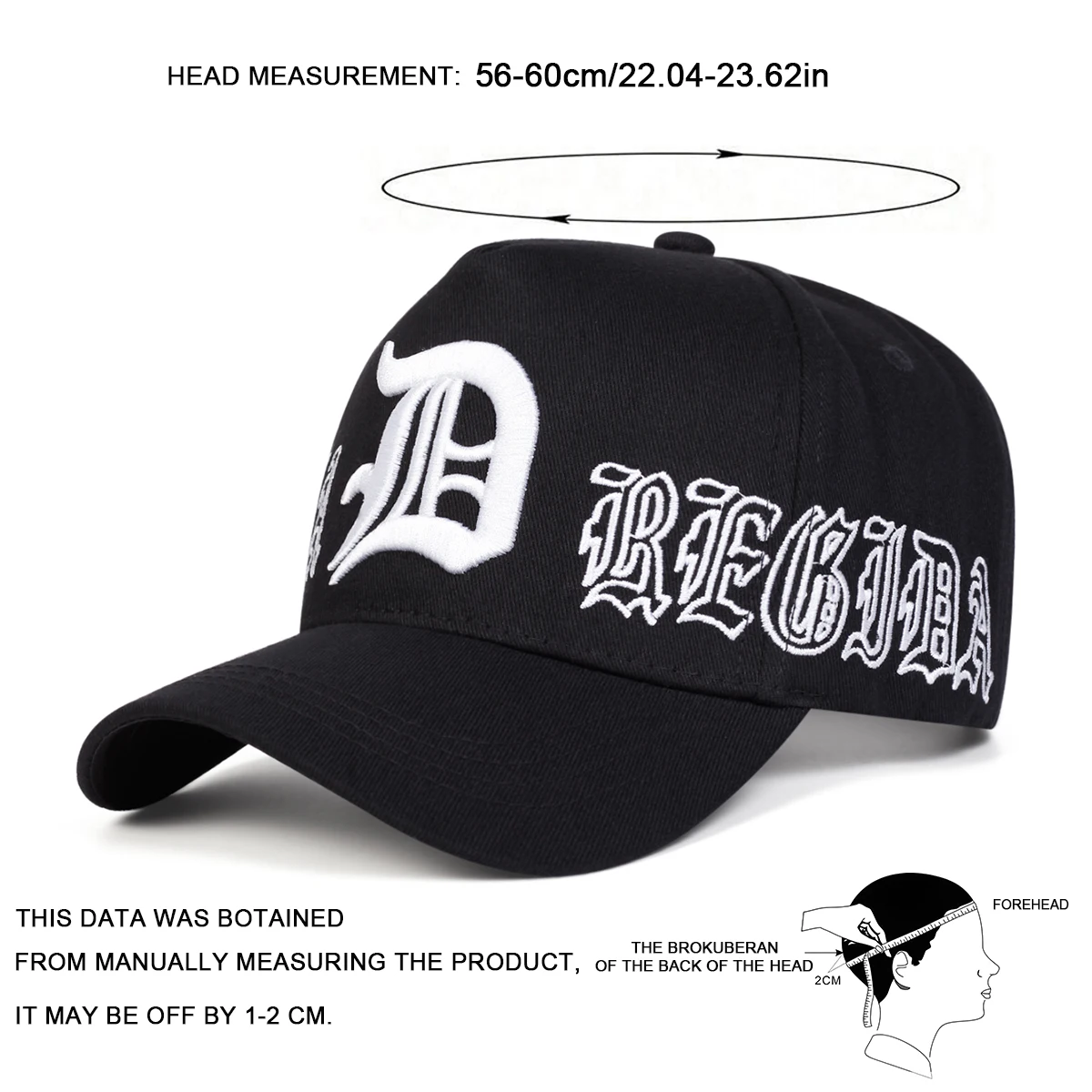 Unisex Gothic D Brief Stickerei Baseball Caps Frühling Herbst Outdoor Einstellbare Casual Hüte Sonnenschutz Hut Sport Kappe – Detail 6