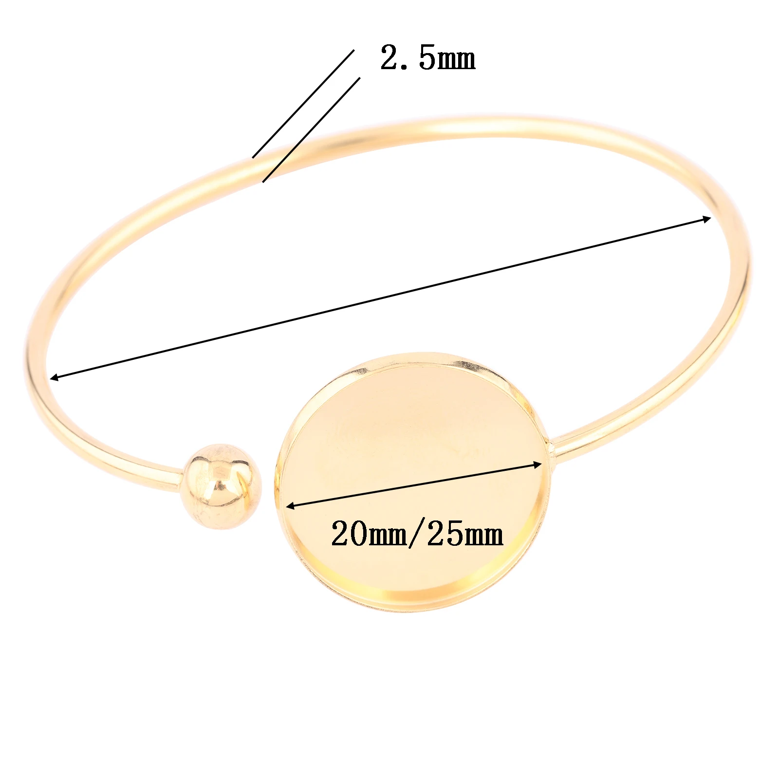 5pcs Stainless Steel 65mm Bendable Cuff Bracelet Base Blanks Fit 20mm 25mm Cabochon Bangle Bezel Settings Diy Gold Plated