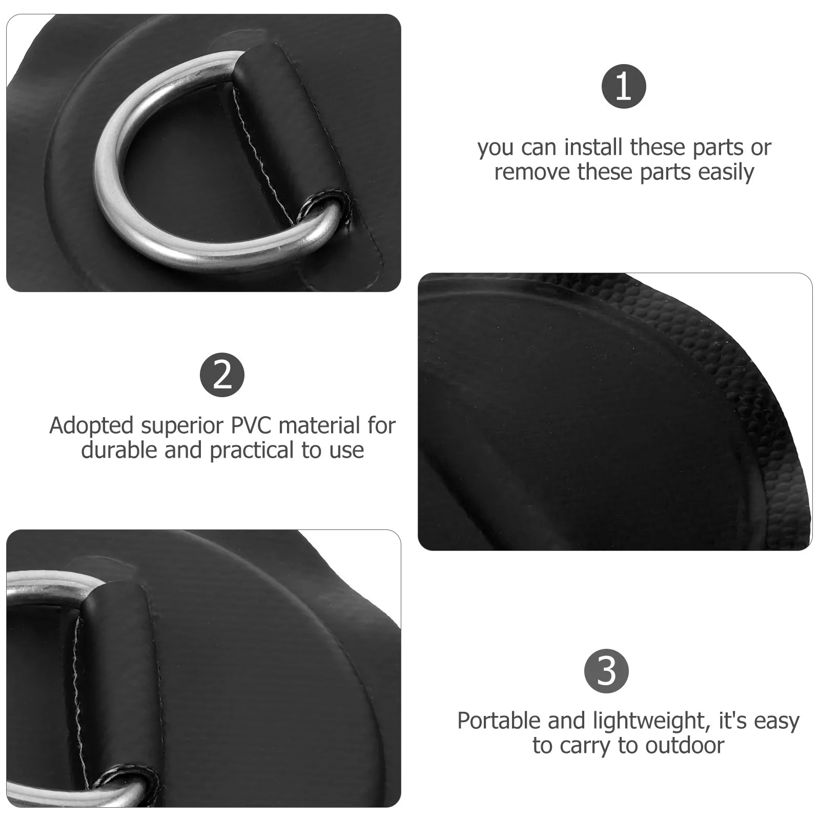 

4Pcs Stainless Steel D Shaped Buckle Kayak Bungee Cord Kit for Inflatable Boat Canoe Rope Fixing Replacement Parts Portable