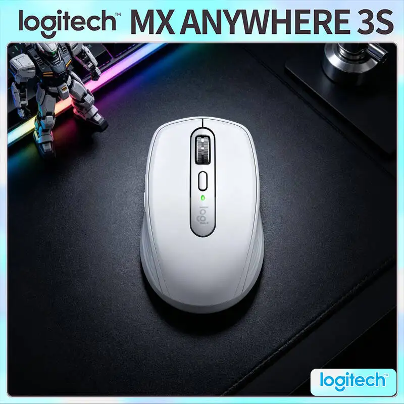 Travel MX Anywhere 3S - 8000 DPI, Hyper-Scroll, USB-C Quick Charge, Compact for Floral Tour Backpack & Laptop Bag