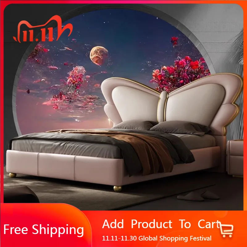 

Beauty Design Bed Double Modern Luxury King Size Castle Bed Sleeping Leather Princess Camas De Casal Lounge Suite Furniture