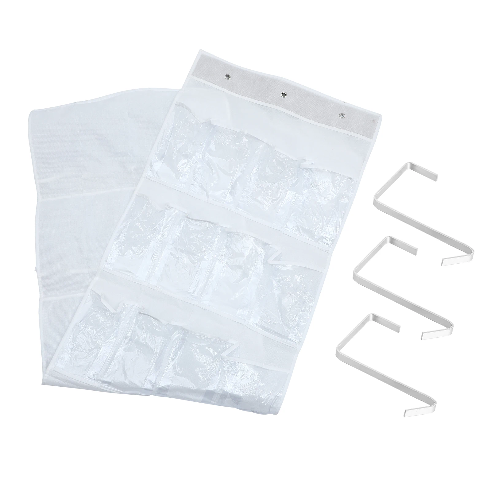 

Hanging Shoe Rack White Non-woven 3 Hooks Multi-compartment Wall Bag Door Organizer Storage Pouch