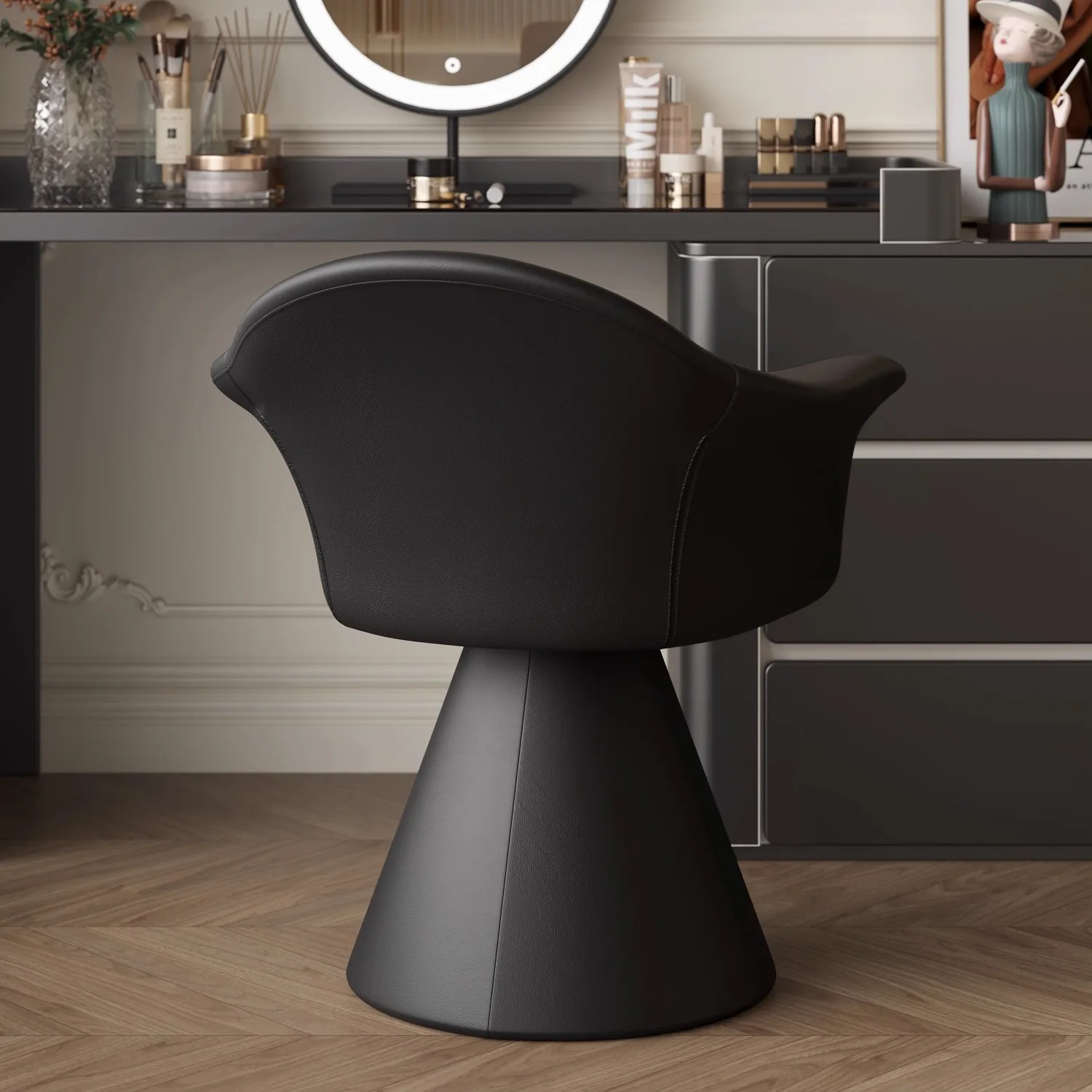 Luxury Rotatable Makeup Chair - Modern Designer Storage Seat for Bedroom