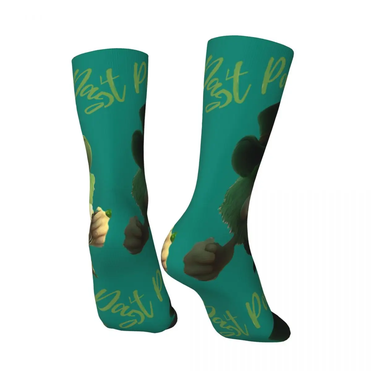 Funny Crazy compression Funny Sock for Men Hip Hop Vintage St. Patrick's Day Irish Shamrock Pattern Printed Boys Crew Sock