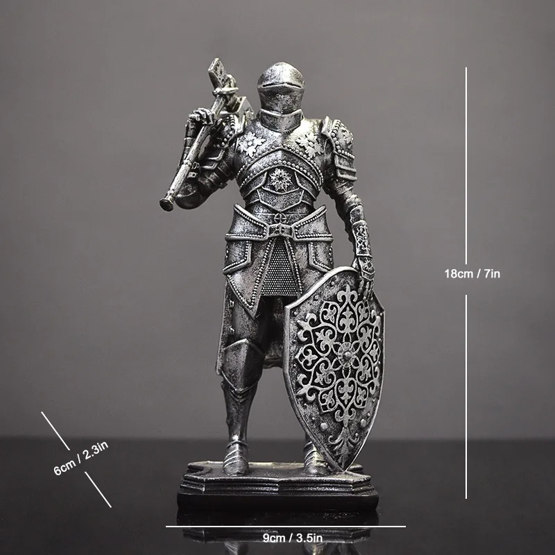 Creative Knight OrderCharacter StatuesDesktopDecoration Heavy Armored Knight Character Resin Sculpture Room Aesthetic Decoration