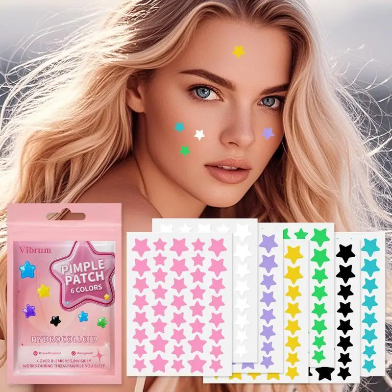 7/14/21/28 Sheets Hydrocolloid Star Pimple Patches 7 Colors Waterproof Hypoallergenic For Overnight Blemish Care Daily Skincare