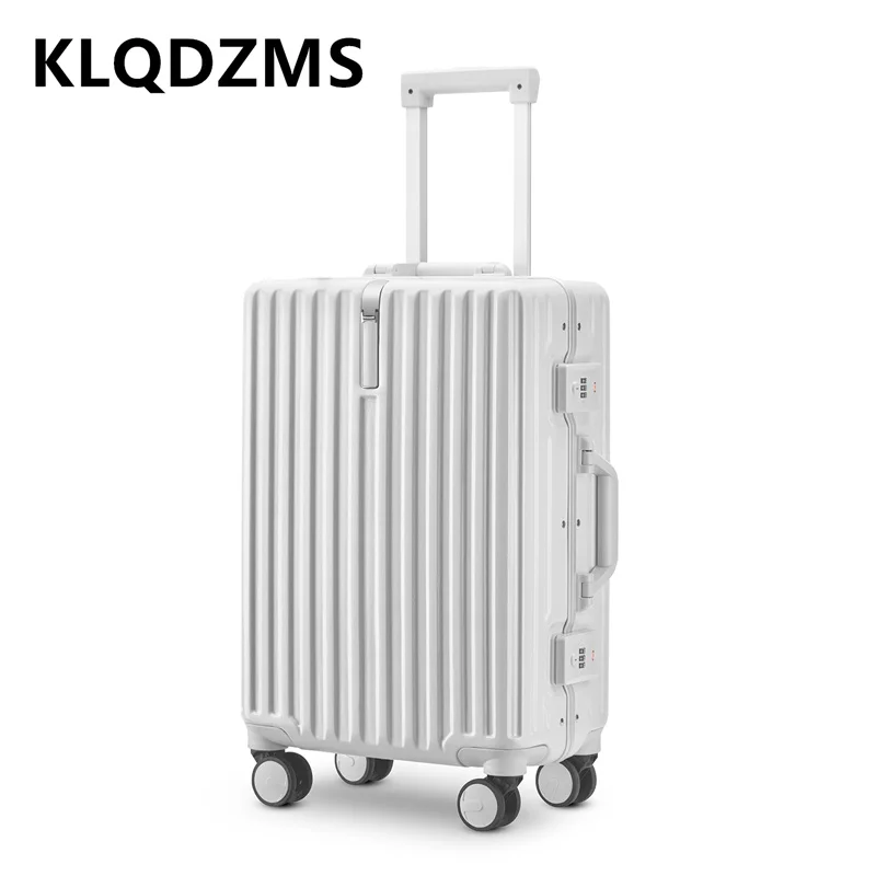 

KLQDZMS High Quality Suitcase 20"22"24"26"28 Inch PC Boarding Box Aluminum Frame Trolley Case with Wheels Rolling Luggage