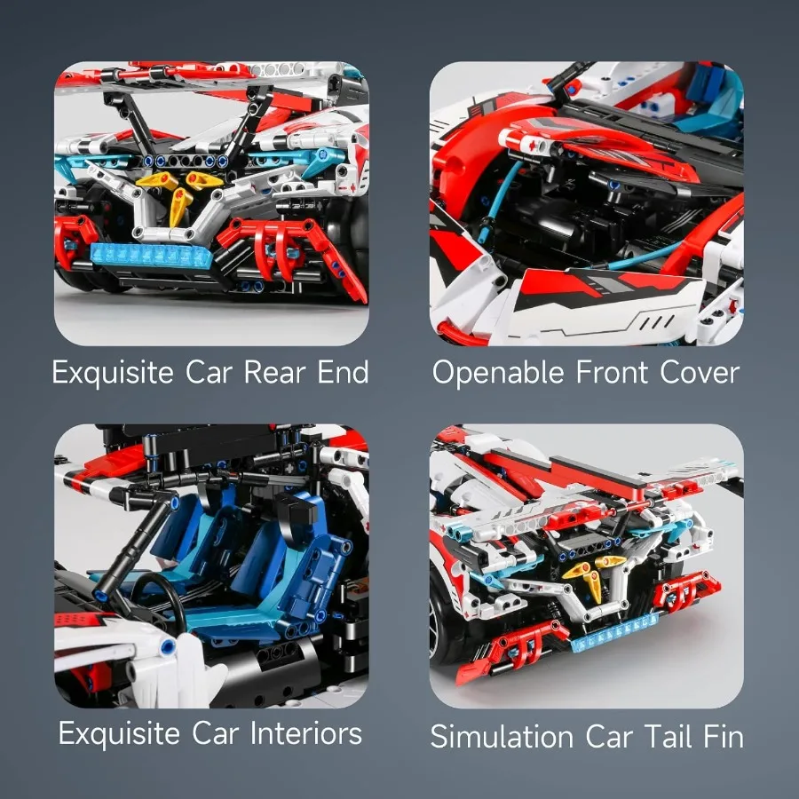 Supercar-bouwsets met eenvoudig drijvende wielen Afstandsbedieningsfunctie Elektrische GullWing-deuren Collectible 1:10 schaalmodel