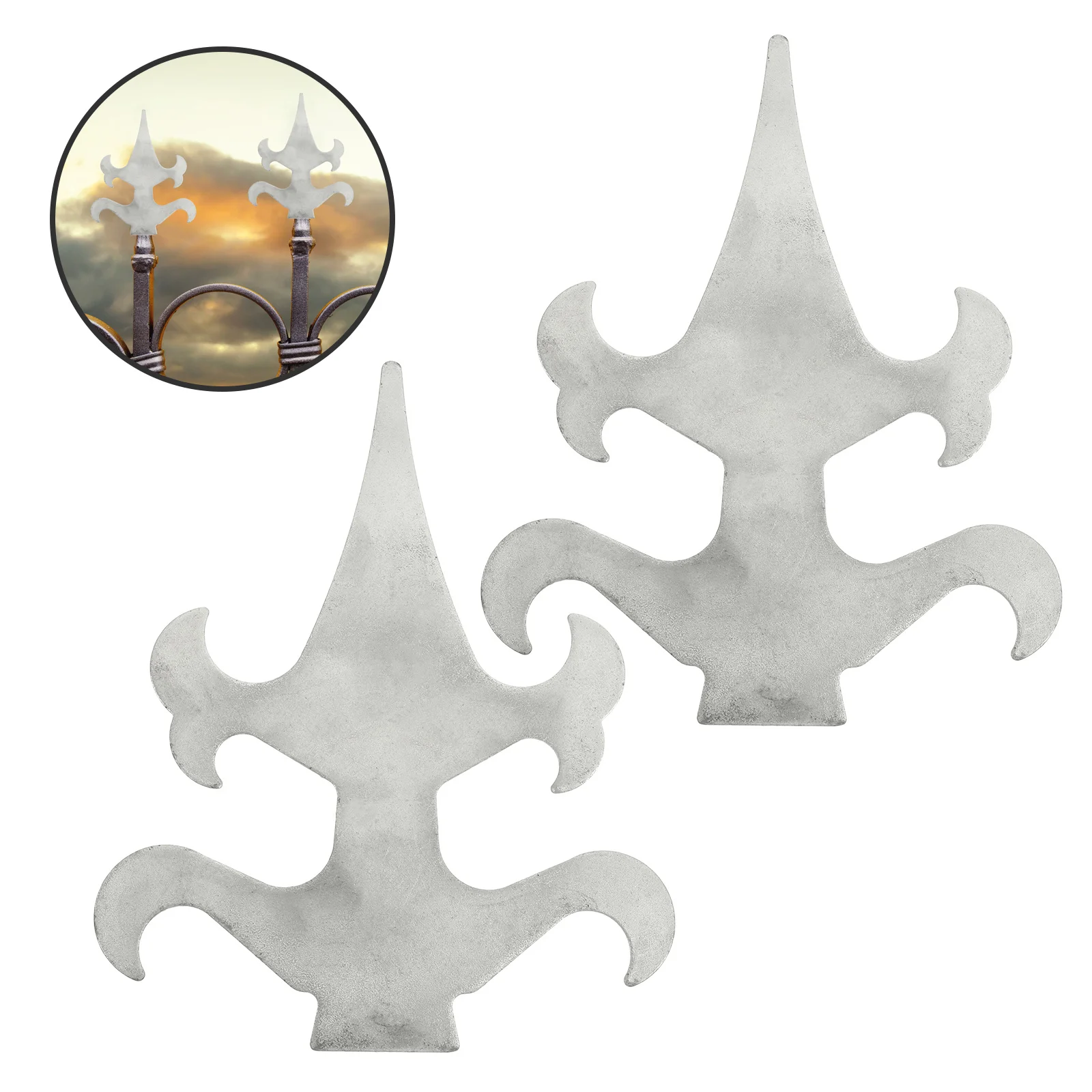 

2Pcs Iron Fence Post Finials Versatile Weldable Design for Gardens Yards Farms Aesthetic Appeal Finials for Fence Posts