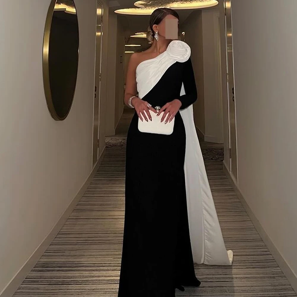 Customized Elegant Strapless Jersey One Shoulder Evening Dresses Modern Straight Floor Length Celebrity Gowns Vestido De Noche