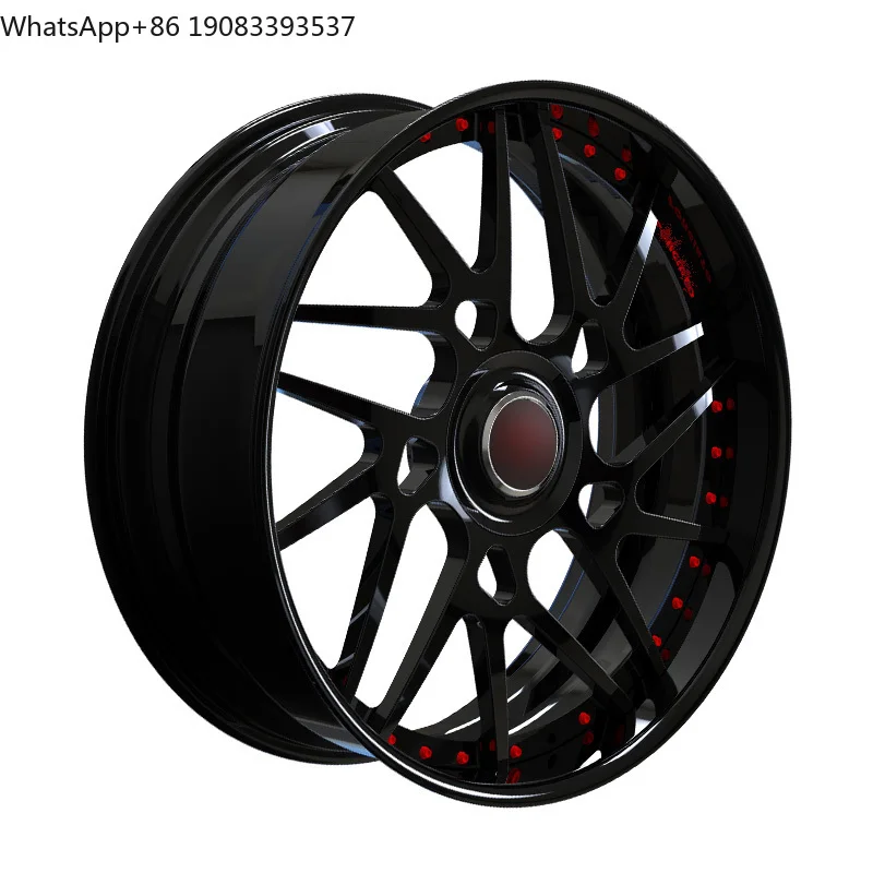 

2 Piece Luxury Forged Rims 18 19 20 21 22 23 24 26 28 Inch Deep Dish Bright Black Custom Wholesale Alloy Wheels
