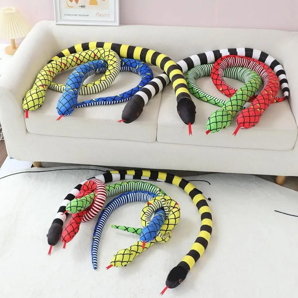 Realistic Long Soft Snake Plush Toy Lifelike Snake Plush Toy Washable Stuffed Animal Doll for Kids Halloween Pranks Gift