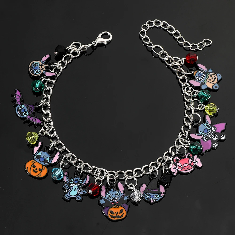 Disney Lilo & Stitch Charms Bracelets Cute Anime Cartoon Stitch Halloween Pendant Alloy Hand Chains Women Festival Jewelry Gifts