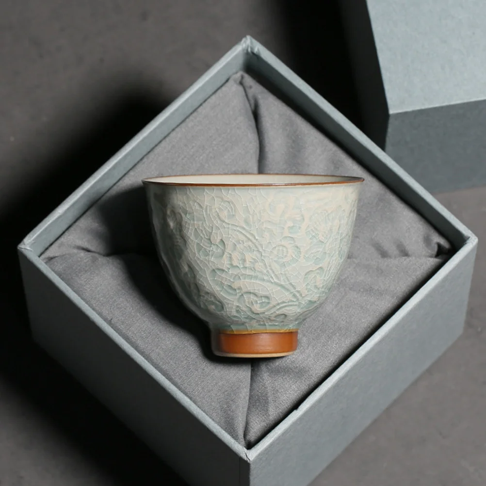 

1Set Decorative Teacup Exquisite Embossed Ceramic Kung Fu Tea Ware Perfect for Entertaining Friends and Family