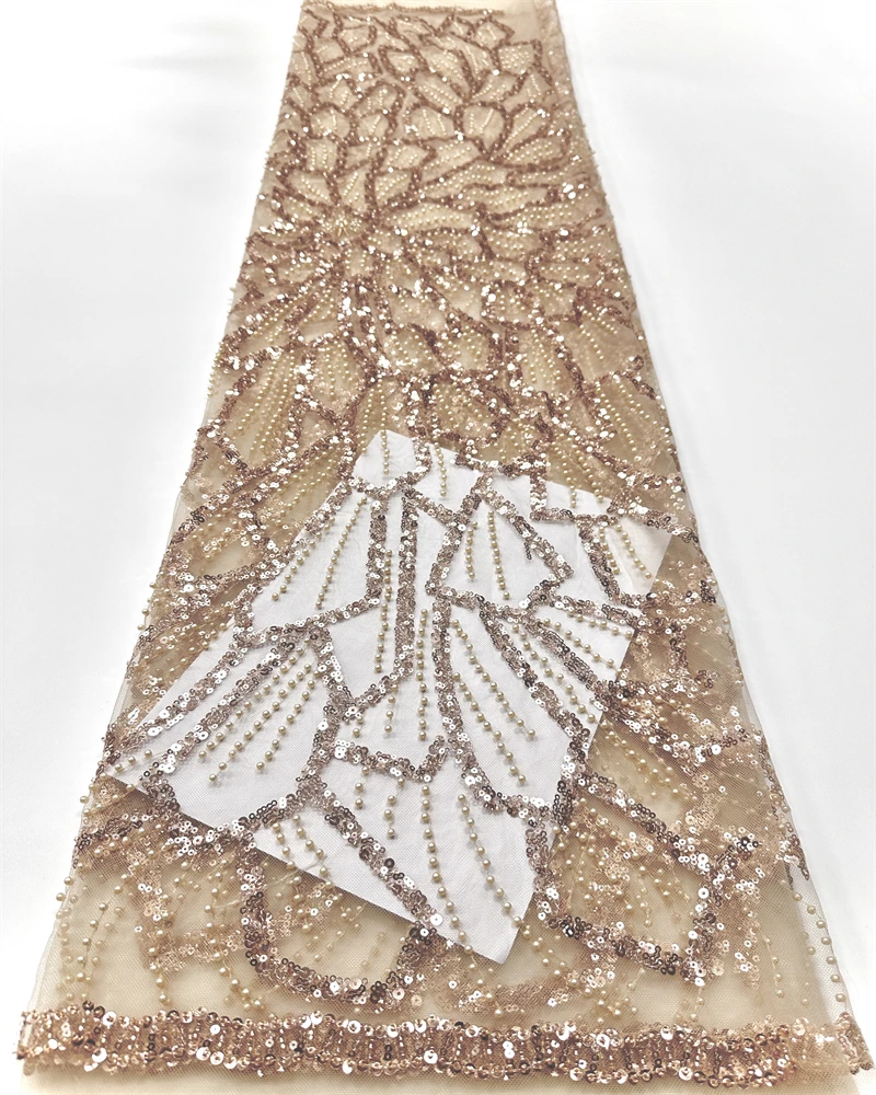 Tissu africain en dentelle de luxe, paillettes et perles de haute qualité pour mariage nigérian, Tulle français, offre spéciale, 2025